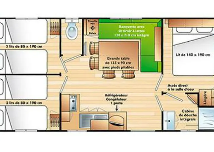 Mobil-home Spacieux Avec Terrasse Pour 6 Personnes A - Api-1-52-487 Campsite *